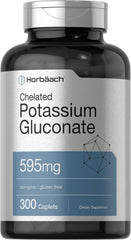 Horbäach chelated potassium gluconate bottle for a premium mineral supplement.