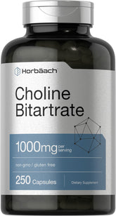 Horbaach Choline Bitartrate bottle for daily wellness routine