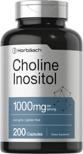 Horbaach Choline Inositol 1000mg bottle front supports daily wellness