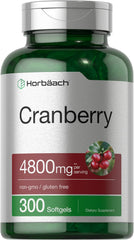 Horbäach Cranberry Pills 4800mg bottle on a clean surface highlighting antioxidant support