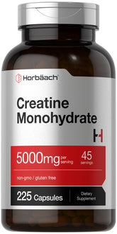 Horbäach Creatine Monohydrate bottle front view for daily supplement routine