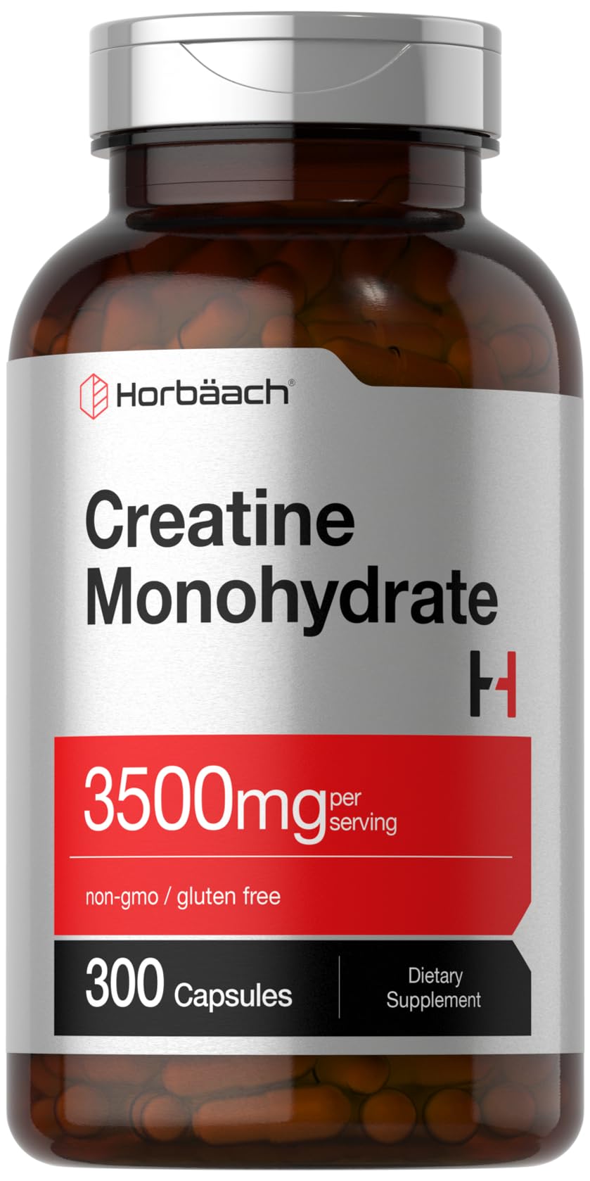 Horbäach Creatine Monohydrate Capsules bottle supports steady training energy