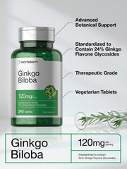 Horbaach Ginkgo Biloba standardized extract label emphasizes potency and consistency.