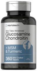 Horbäach glucosamine chondroitin msm turmeric tablets closeup for daily joint support.