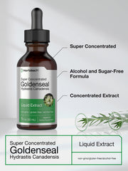 Horbaach Goldenseal tincture pour into glass shows easy daily dosage option.