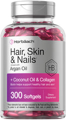 Horbaach Hair Skin and Nails softgels with argan oil for radiant hair