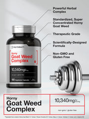 Horbäach Horny Goat Weed Complex ingredients blend on label.