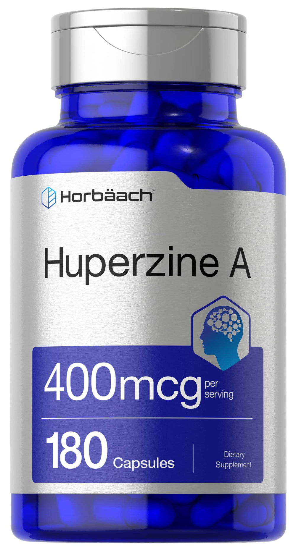Horbäach Huperzine A bottle on a shelf for daily cognitive support