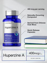 Horbäach Huperzine A label with non-GMO and gluten-free notes