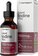 Horbäach Iodine Liquid Drops bottle front view for daily mineral support.