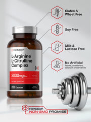 Horbäach L-Arginine L-Citrulline Complex bottle pour demonstrates convenient serving size.