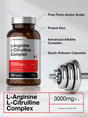 Horbäach L-Arginine L-Citrulline Complex capsules closeup shows easy-to-swallow form.