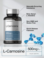 Close-up of the non-GMO seal on Horbäach L-Carnosine packaging.