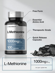 Horbäach L-Methionine packaging outer box with gluten-free and non-GMO markings.