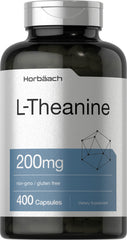 Horbäach L-Theanine 200mg bottle on shelf supports daily calm and balance