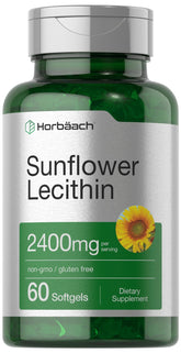 Horbaach Lecitina de Girasol cápsulas blandas, fuente de fosfolípidos naturales para la salud diaria.