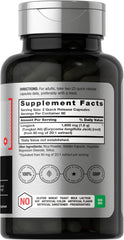 Close-up of Horbaach Longjack Tongkat Ali capsules showing 1600 mg strength.