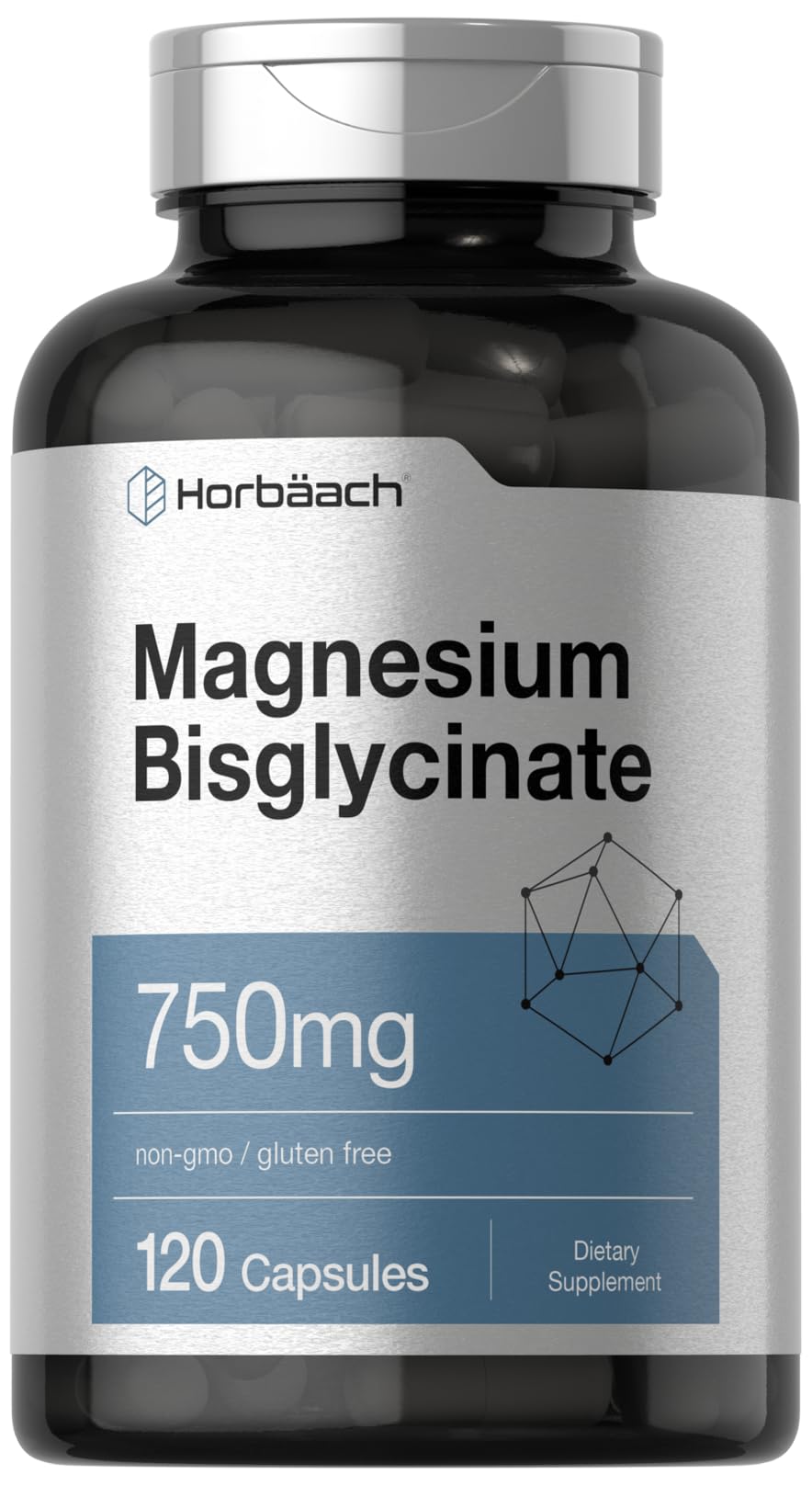 Horbäach Magnesium Bisglycinate capsules on display for easy daily use.