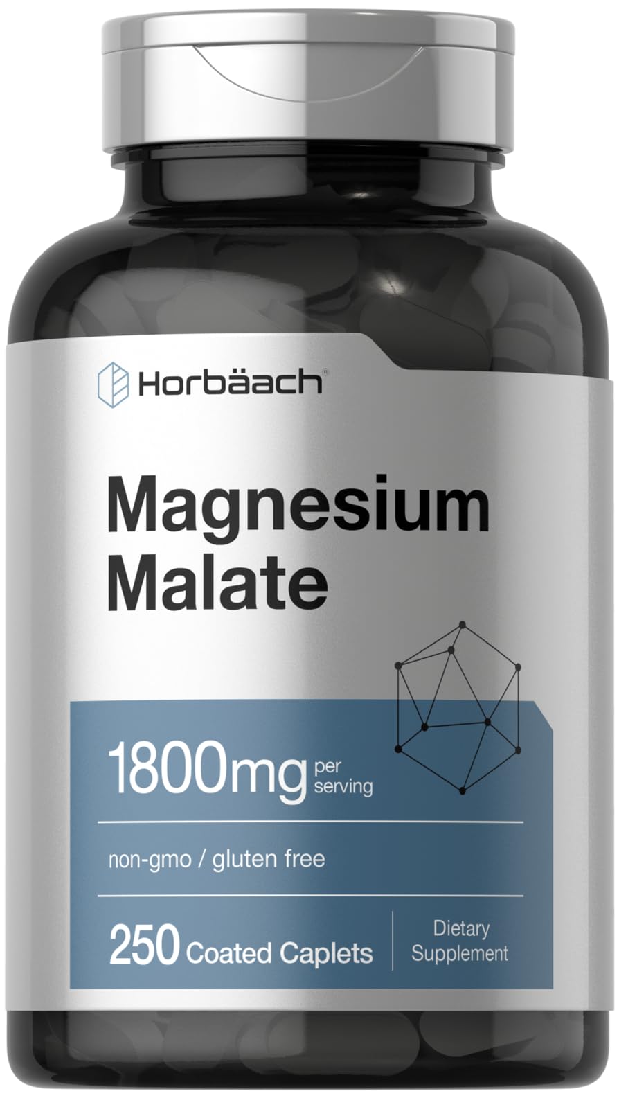 Horbäach Magnesium Malate bottle with 1800 mg per serving for daily use