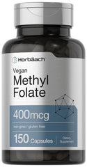 Horbäach Methyl Folate 400 mcg bottle with capsules for daily wellness