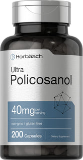 Horbäach Policosanol 40mg bottle, gluten-free daily supplement option.