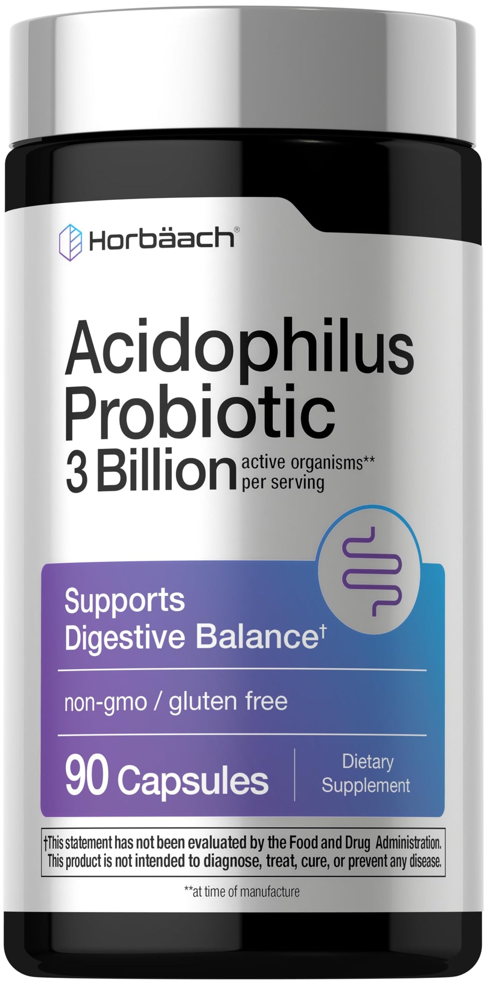Horbäach Probiotic bottle showing capsules for daily digestive balance