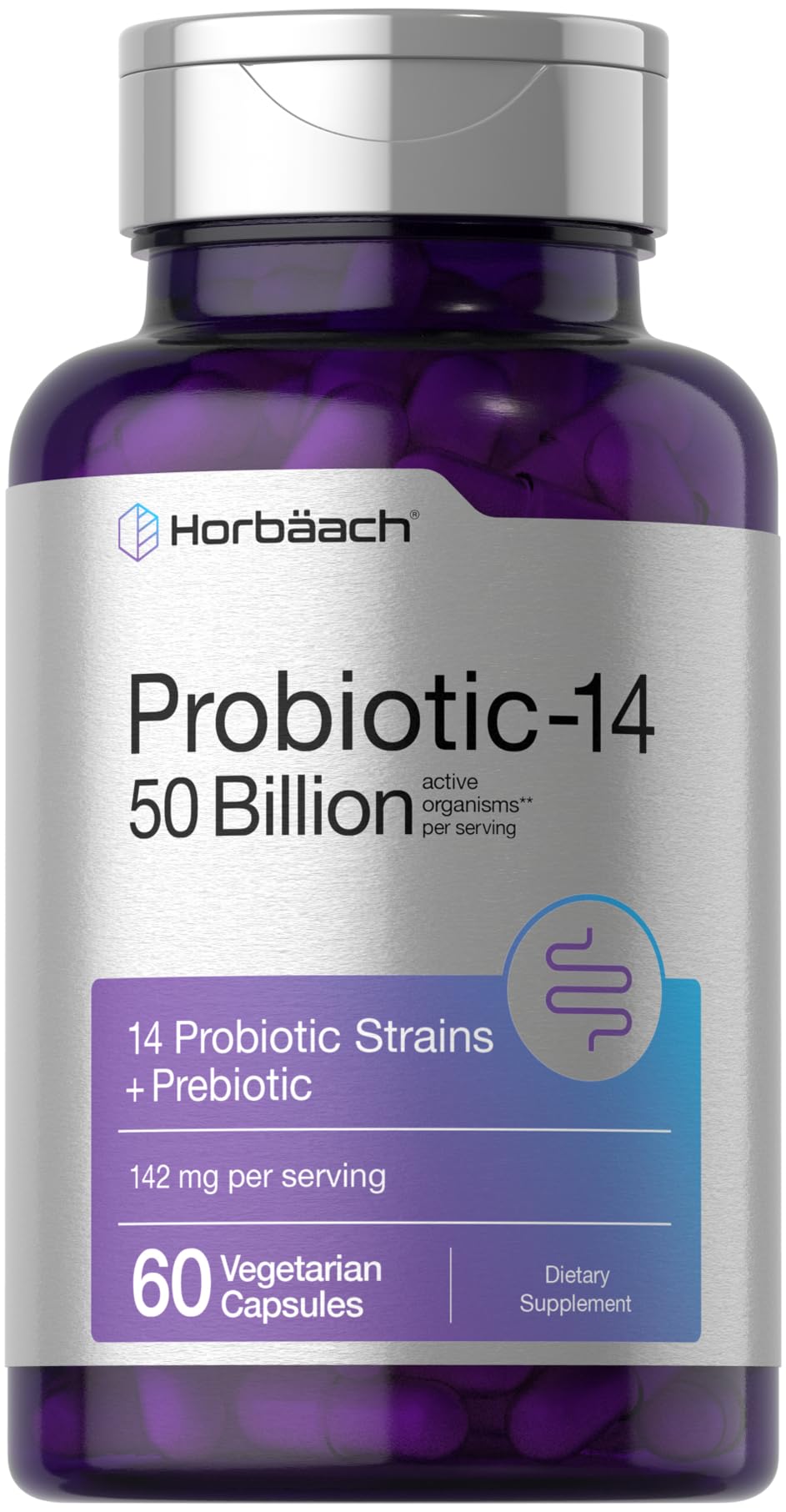 Horbaach Probiotics bottle for women and men supports daily digestive balance
