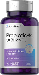 Horbaach Probiotics bottle for women and men supports daily digestive balance