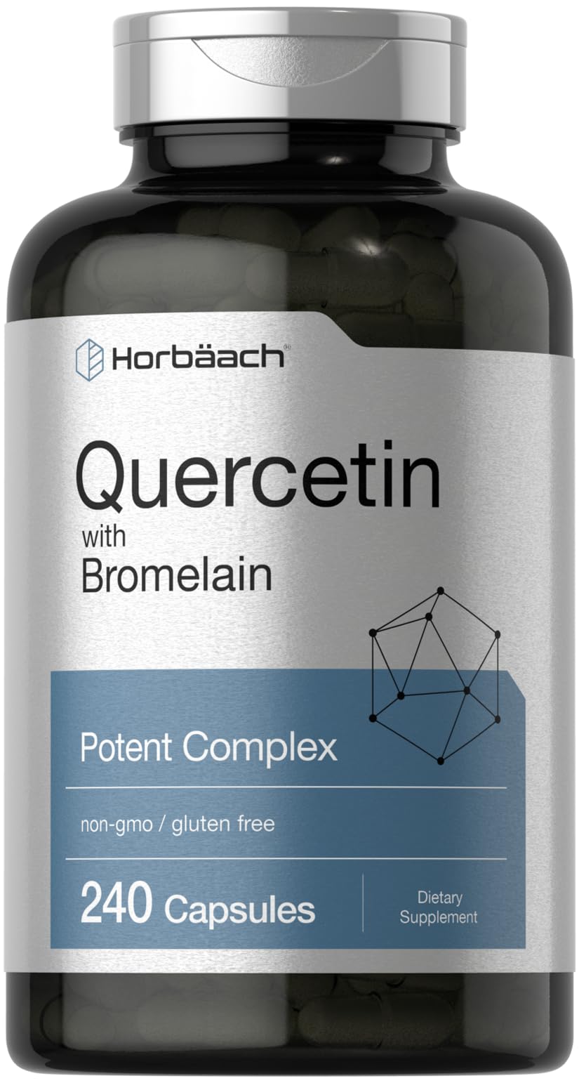 Horbaach Quercetin with Bromelain bottle with 240 capsules for daily wellness.