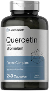 Horbaach Quercetin with Bromelain bottle with 240 capsules for daily wellness.