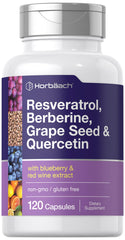 Horbäach Resveratrol Berberine bottle shows daily wellness support with a potent plant blend.