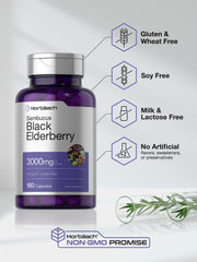 Horbäach Sambucus extract label emphasizes purity and potency.