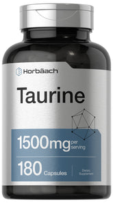 Horbäach Taurine 1500mg bottle with clean packaging for daily use