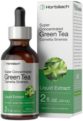 Horbäach Extracto de Té Verde Gotas en botella, ideal para mezclar en agua o batidos.