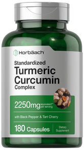 Horbäach Turmeric Curcumin bottle front for daily wellness support.