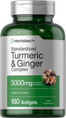 Horbäach turmeric ginger softgels bottle close-up for daily wellness