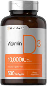 Horbäach Vitamin D3 bottle front view showcasing high-potency formula for daily wellness