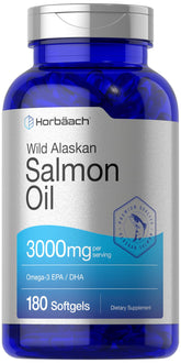 Horbaach Wild Alaskan Salmon Oil softgel bottle for daily omega-3 intake.