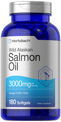 Horbaach Wild Alaskan Salmon Oil softgel bottle for daily omega-3 intake.