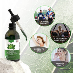 Horjoy Chlorophyll liquid drops ingredients list emphasizing vegan and non-GMO formula