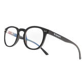 Horus X round blue light glasses with amber lenses for color accuracy and reduced glare.