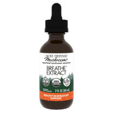 Host Defense Breathe Extract bottle label showing mushroom blend for daily immune and respiratory support.
