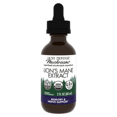 Host Defense Lion's Mane extract bottle with clear label for focus support and daily use