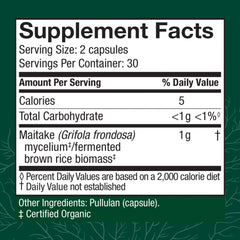 Closeup of Maitake capsules highlighting daily immune support