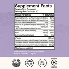 Host Defense MycoBenefits Focus capsules close-up showing easy, daily use.