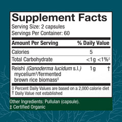 Host Defense Reishi capsules closeup highlights capsule texture and easy swallowing.