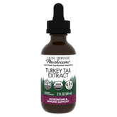 Host Defense Turkey Tail Extract bottle close-up; supports digestive balance with organic mushroom extract.