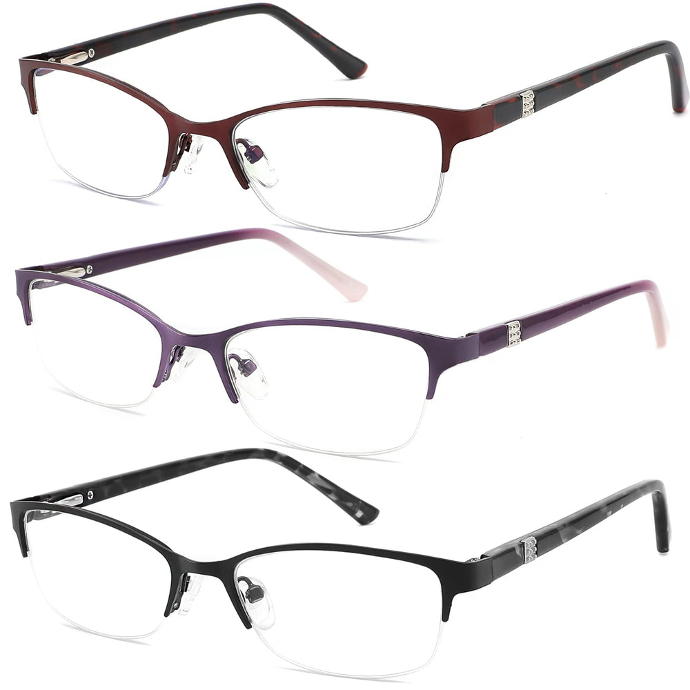 HotJOJO blue light blocking reading glasses with oval half-frame for clearer screens.