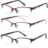HotJOJO blue light blocking reading glasses with oval half-frame for clearer screens.