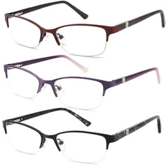 HotJOJO blue light blocking reading glasses with oval half-frame for clearer screens.